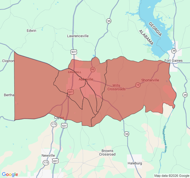 Map of septic coverage in Abbeville, AL
