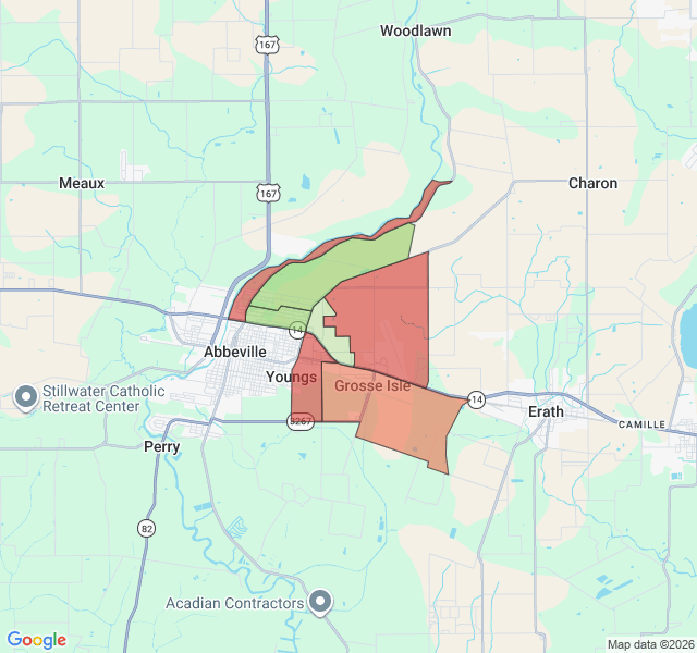 Map of septic coverage in Abbeville, LA