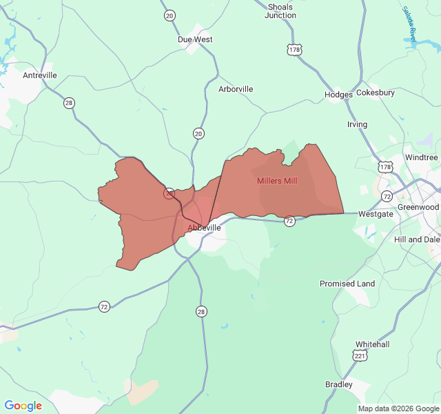 Map of septic coverage in Abbeville, SC