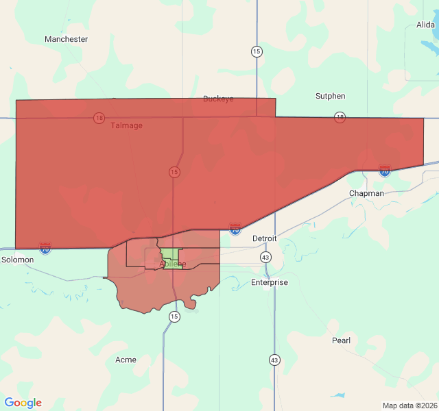 Map of septic coverage in Abilene, KS