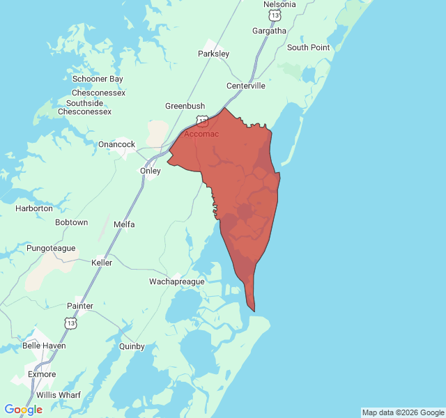 Map of septic coverage in Accomac, VA