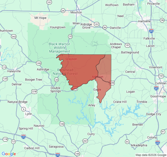 Map of septic coverage in Addison, AL