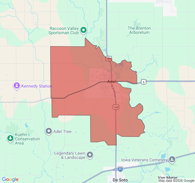 Map of septic coverage in Adel, IA