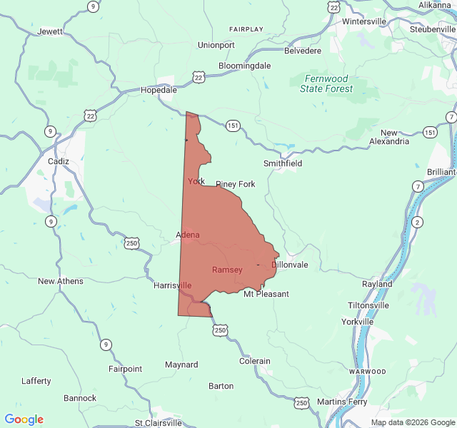Map of septic coverage in Adena, OH