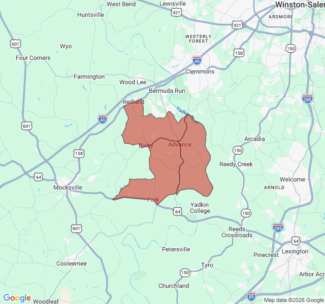 Map of septic coverage in Advance, NC