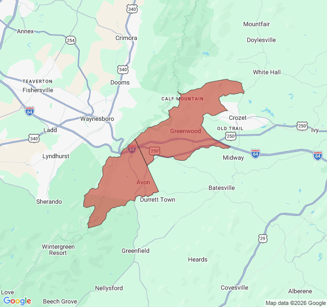 Map of septic coverage in Afton, VA