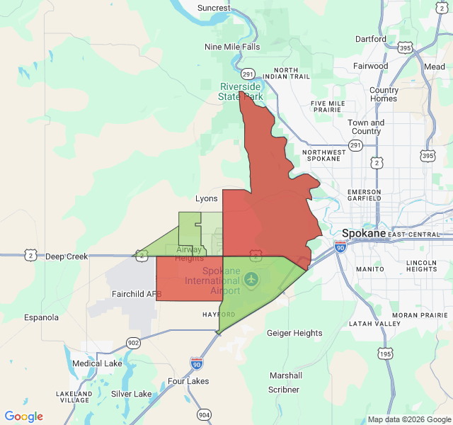 Map of septic coverage in Airway Heights, WA