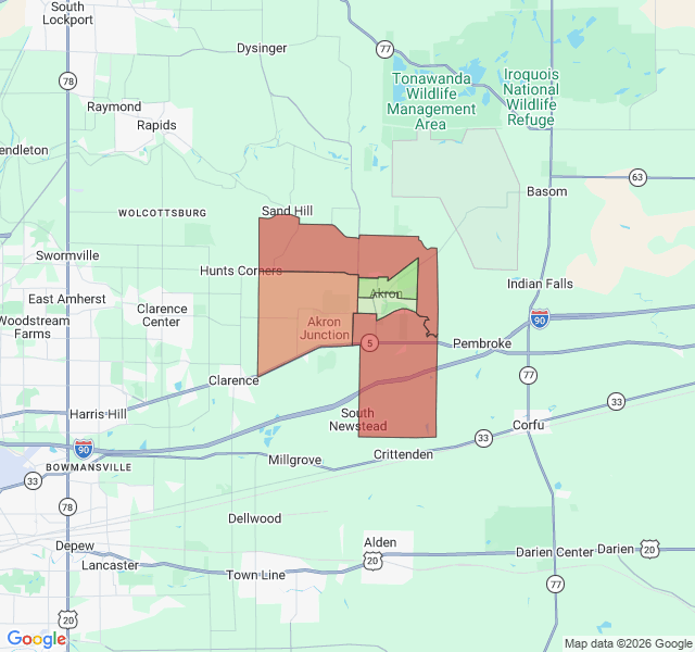 Map of septic coverage in Akron, NY