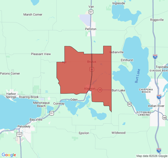 Map of septic coverage in Alanson, MI