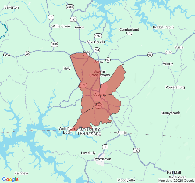 Map of septic coverage in Albany, KY