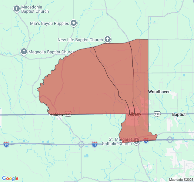 Map of septic coverage in Albany, LA
