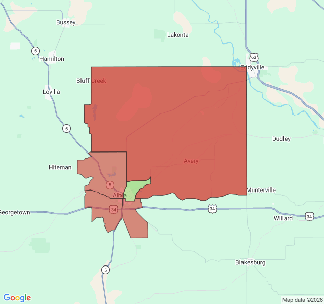 Map of septic coverage in Albia, IA