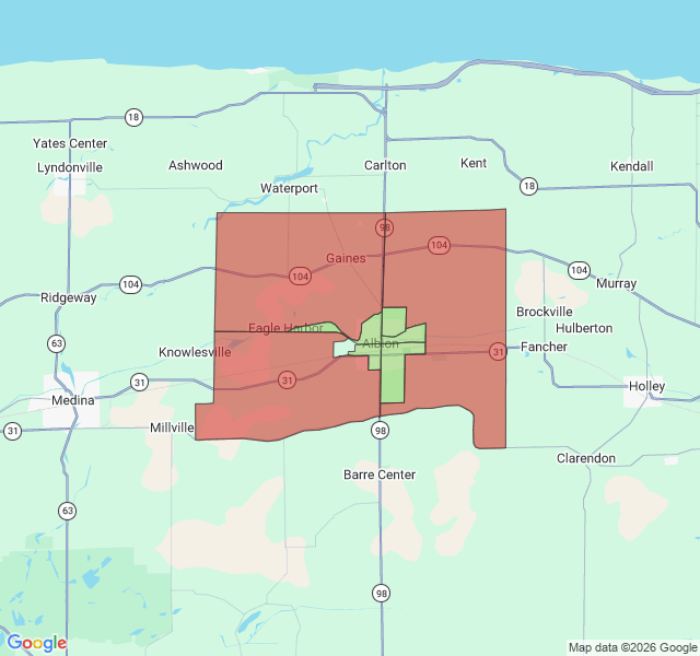 Map of septic coverage in Albion, NY