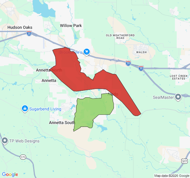 Map of septic coverage in Aledo, TX