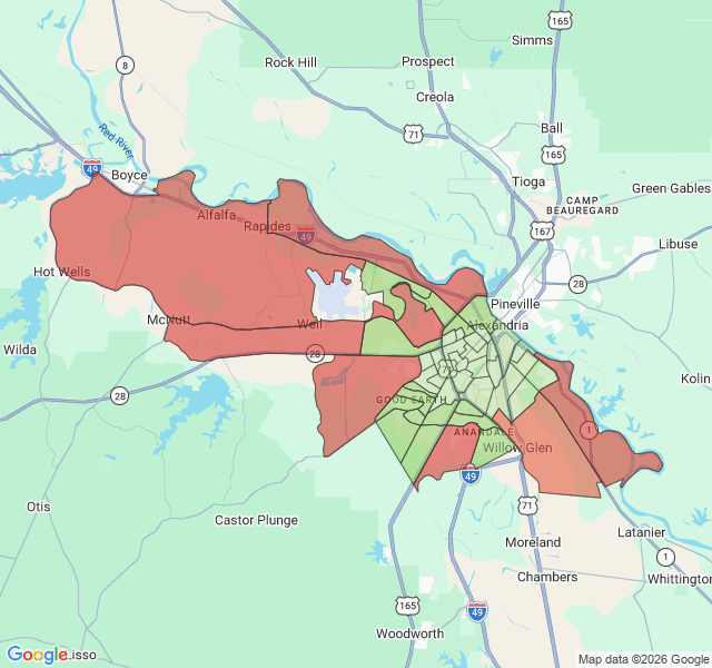 Map of septic coverage in Alexandria, LA