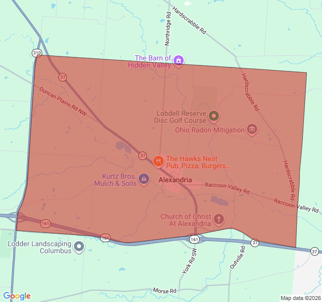 Map of septic coverage in Alexandria, OH