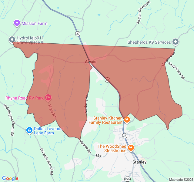 Map of septic coverage in Alexis, NC
