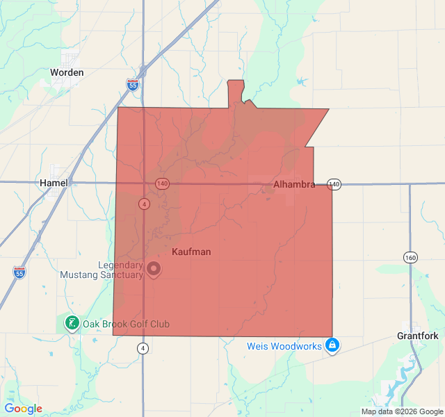 Map of septic coverage in Alhambra, IL