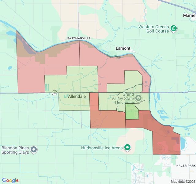 Map of septic coverage in Allendale, MI