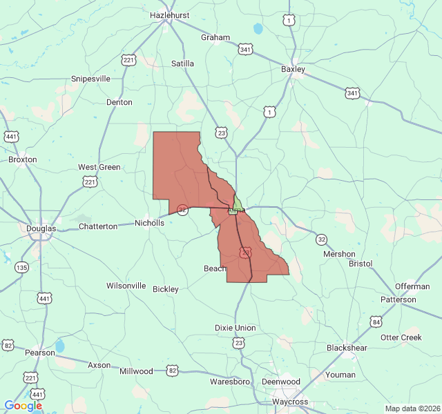 Map of septic coverage in Alma, GA