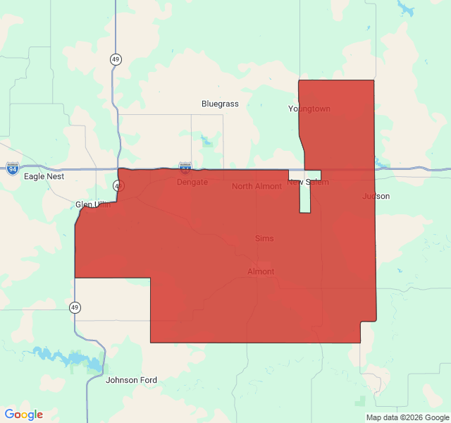 Map of septic coverage in Almont, ND