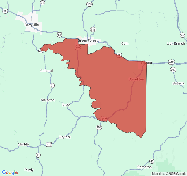 Map of septic coverage in Alpena, AR