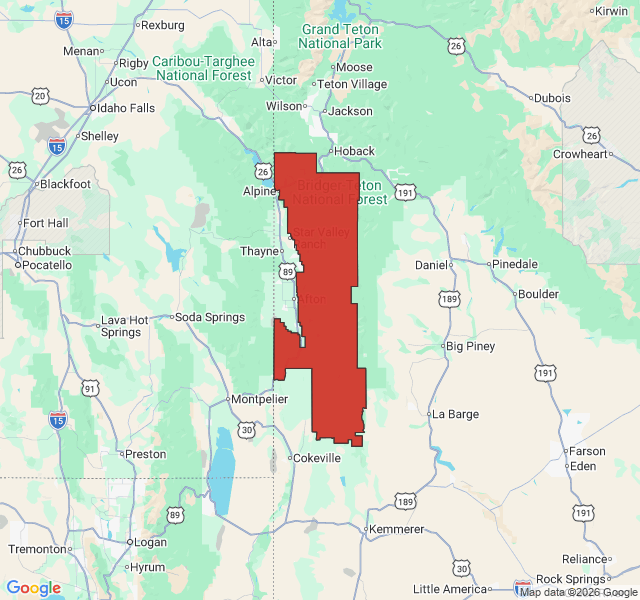 Map of septic coverage in Alpine, WY