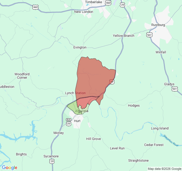 Map of septic coverage in Altavista, VA