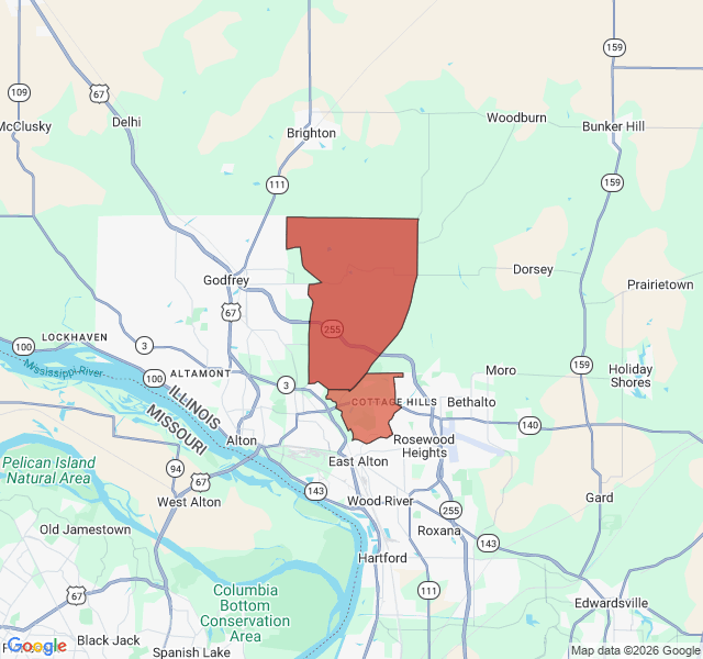 Map of septic coverage in Alton, IL