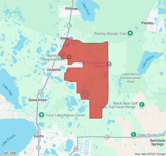 Map of septic coverage in Altoona, FL