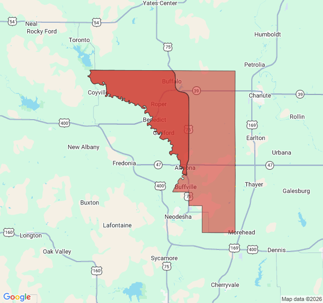 Map of septic coverage in Altoona, KS
