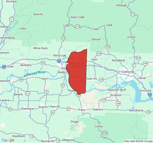 Map of septic coverage in Altus, AR