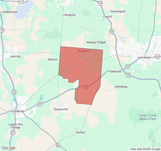 Map of septic coverage in Amanda, OH