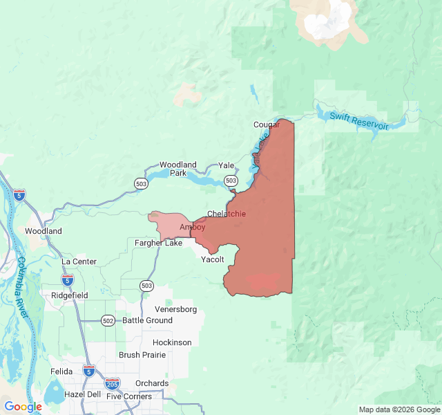 Map of septic coverage in Amboy, WA