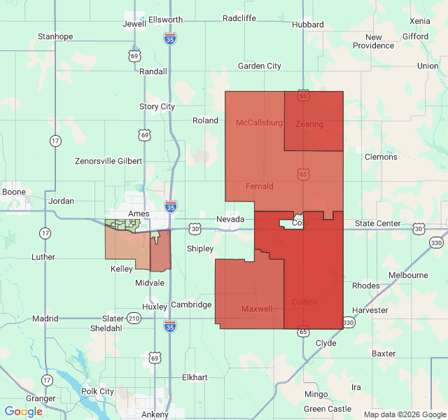 Map of septic coverage in Ames, IA
