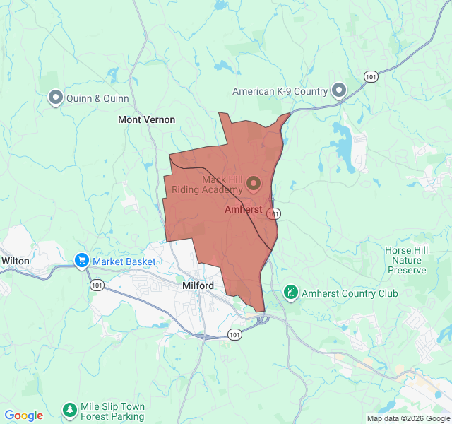 Map of septic coverage in Amherst, NH