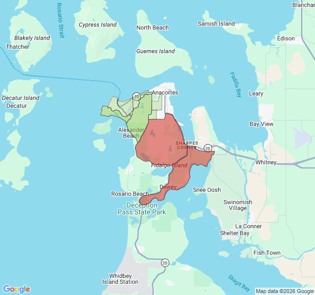 Map of septic coverage in Anacortes, WA