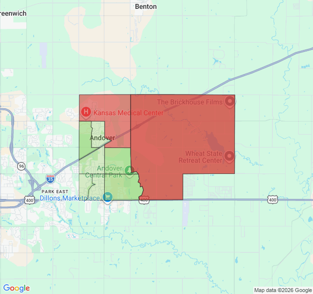 Map of septic coverage in Andover, KS