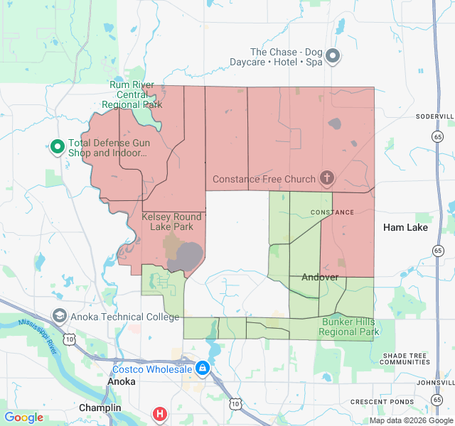 Map of septic coverage in Andover, MN