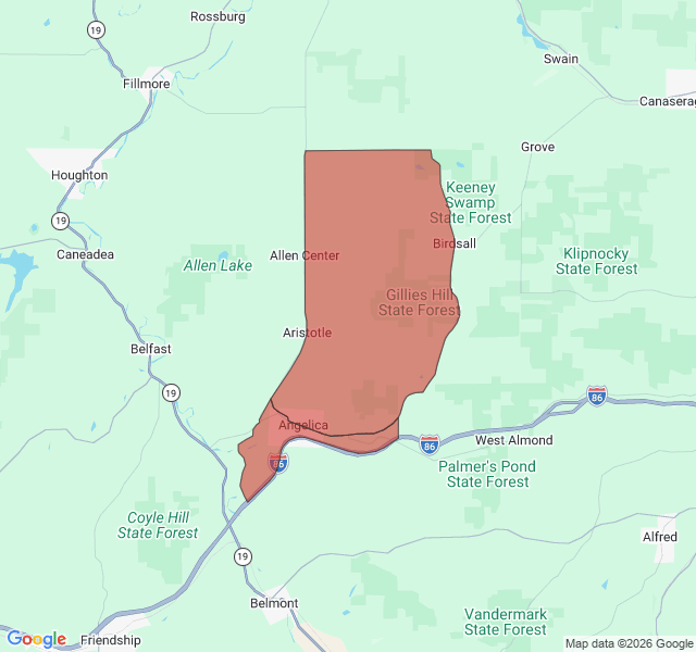 Map of septic coverage in Angelica, NY