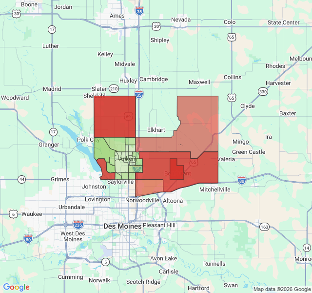 Map of septic coverage in Ankeny, IA