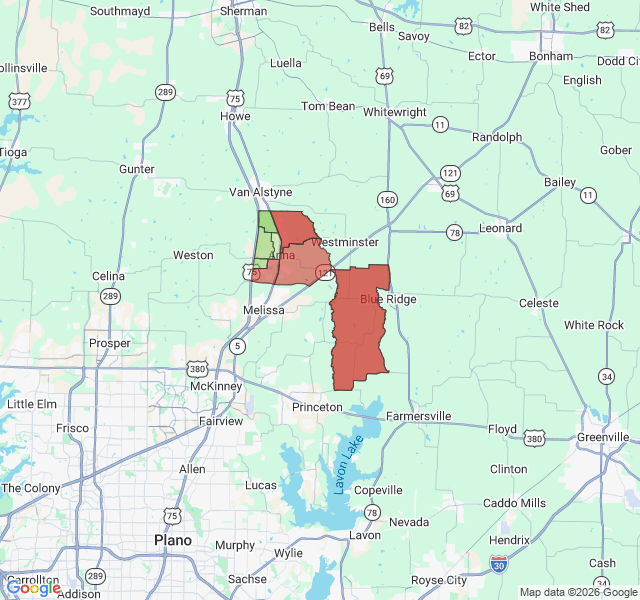 Map of septic coverage in Anna, TX