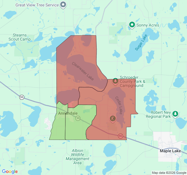 Map of septic coverage in Annandale, MN