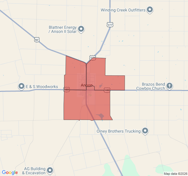 Map of septic coverage in Anson, TX