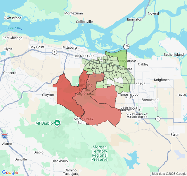 Map of septic coverage in Antioch, CA