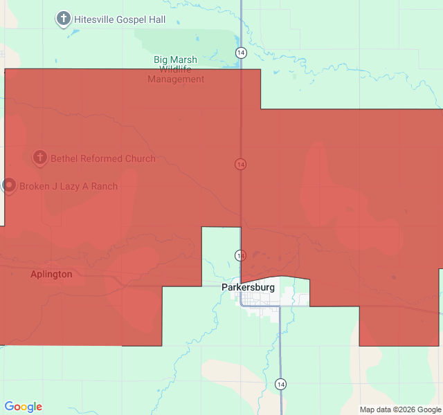 Map of septic coverage in Aplington, IA