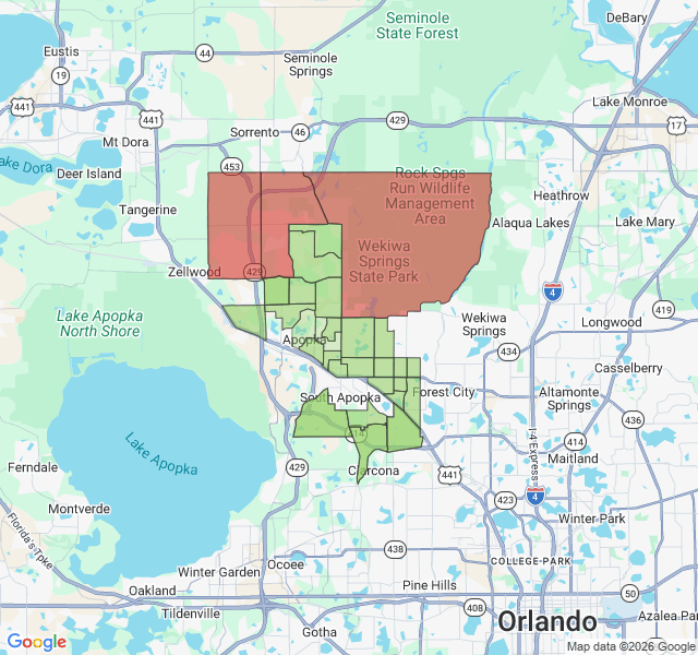 Map of septic coverage in Apopka, FL
