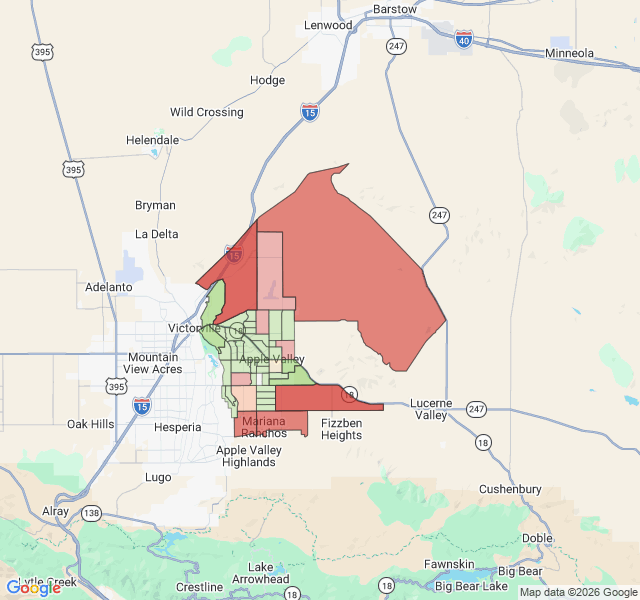 Map of septic coverage in Apple Valley, CA