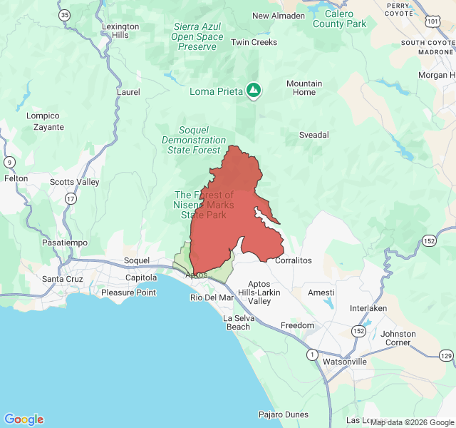 Map of septic coverage in Aptos, CA