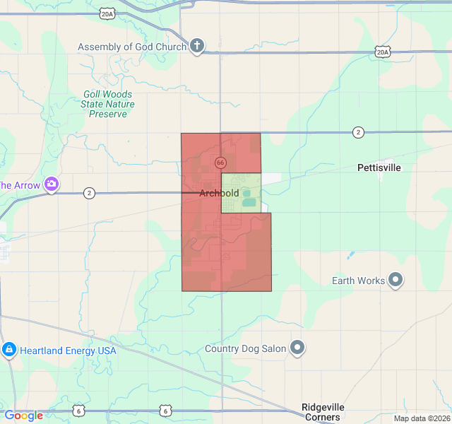 Map of septic coverage in Archbold, OH